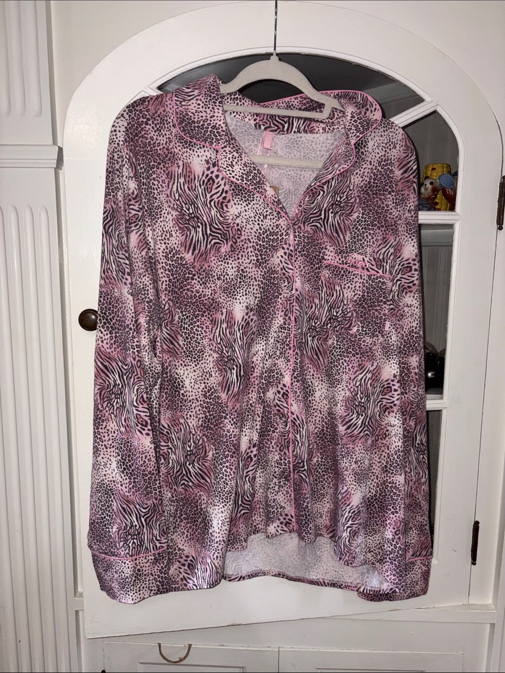 NWT SKIMS Pink Animal-Print Long Sleep Set XL